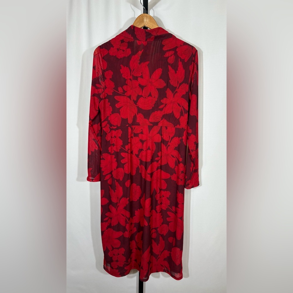 CABI Floral Shirtdress In Red Size M Style # 4392 - Picture 5 of 9